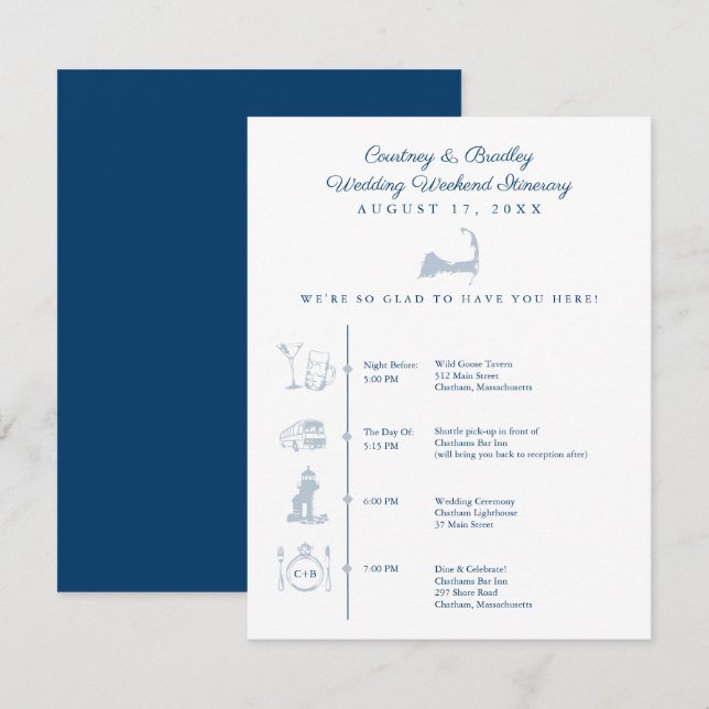 D'accompagnement Itinéraire de réception de mariage avec carte du C (Devant / Derrière)