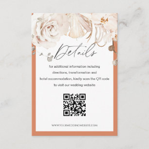 D'accompagnement Jardin fleuri beige mariage QR code carte de détai
