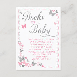 D'accompagnement Livre Papillon Pour Carte Bébé, Rose, Argent