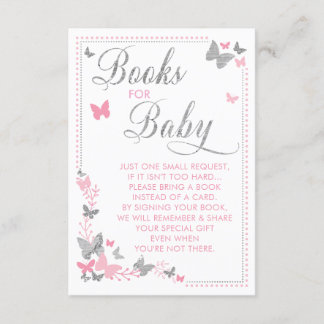 D'accompagnement Livre Papillon Pour Carte Bébé, Rose, Argent