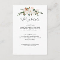 magnolia blanche et carte de détails mariage rose