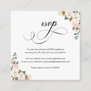 D'accompagnement Magnolia Floral Script QR Code Mariage Carte RSVP