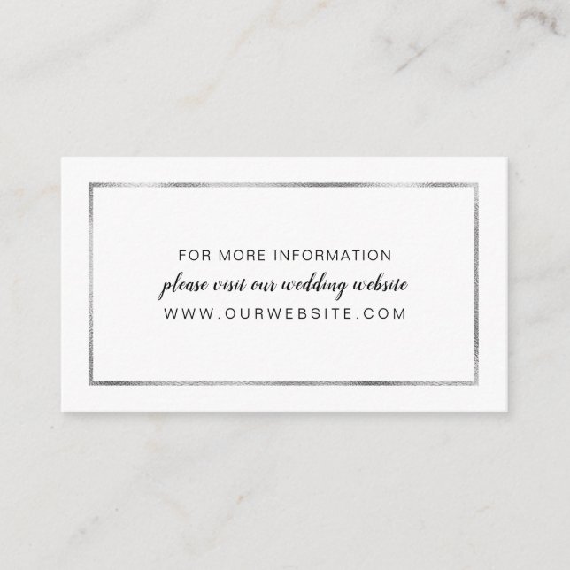 D'accompagnement Mariage Faux Silver Foil Frame, carte info (Devant)