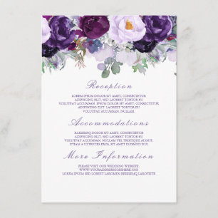 D'accompagnement Mariage floral violet Informations Carte d'invité