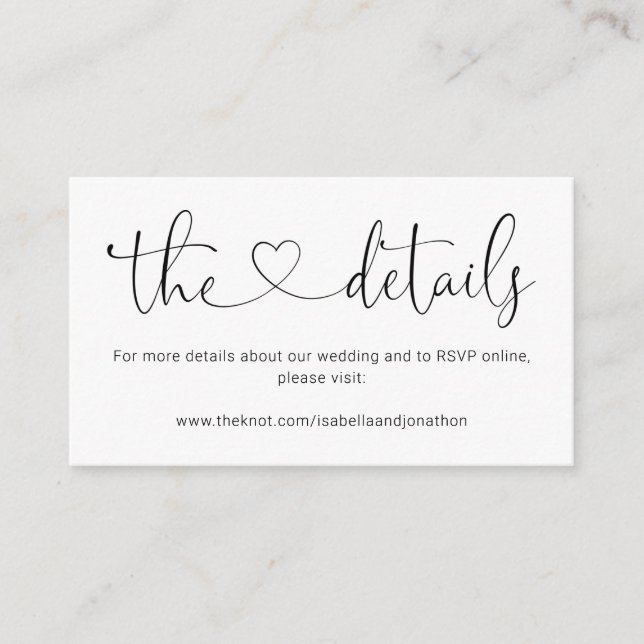 D'accompagnement Mariage moderne Détails Site Web Carte de boîtier (Devant)