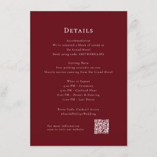 D'accompagnement Mariage moderne rouge profond Détails Carte de boî