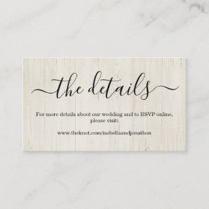 D'accompagnement Mariage Site Web Carte de boîtier - Bois rustique