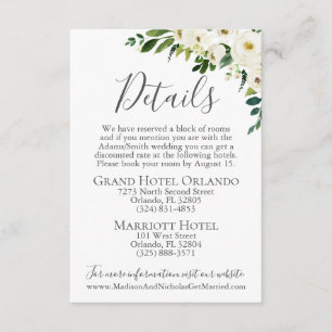 D'accompagnement Mariage vert Fleur Blanche Détails de la carte Ins