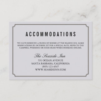 D'accompagnement Moderne Elégant Mariage Hotel Carte d'Hébergement