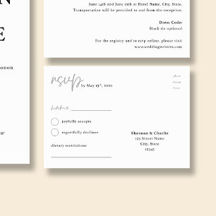 D'accompagnement NORA Carte de réponse minimaliste pour mariage