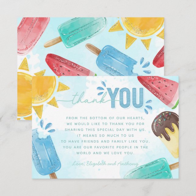 D'accompagnement Note de Carte de remerciements Popsicle (Devant / Derrière)