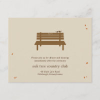 Notre carte de réception de mariage sur banc