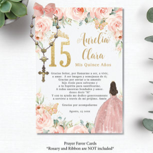 D'accompagnement Papillons Floraux bleus Quinceañera Carte de prièr