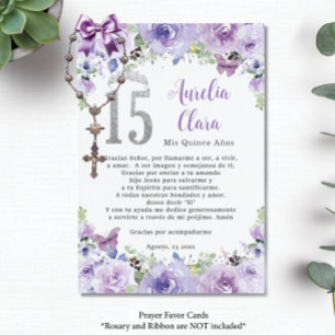 D'accompagnement Papillons floraux pourpres Quinceañera Carte de pr