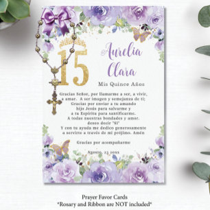 D'accompagnement Papillons floraux pourpres Quinceañera Carte de pr