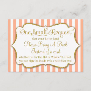 D'accompagnement Peach Gold Baby shower Carte Livre Apporter Un Liv