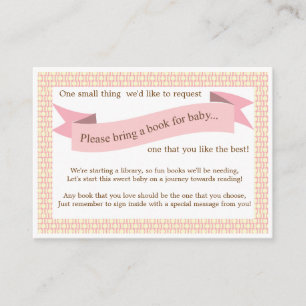 D'accompagnement Pink Baby shower Livre Insérer carte de demande po