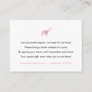 D'accompagnement Pink Elephant Demande de carte / livres pour bébé