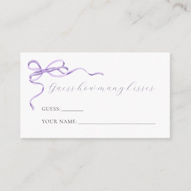 D'accompagnement Purple Bow Devine Combien De Baisers Carte De Jeu (Devant)