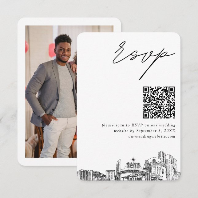 D'accompagnement Reno Wedding RSVP QR Code Carte de petit boîtier (Devant / Derrière)