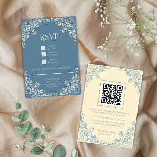 D'accompagnement Romantique Vintage Beurre jaune et bleu carte RSVP