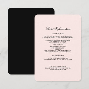 D'accompagnement Rose pâle Carte de détails Mariage noir
