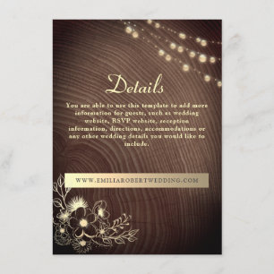 D'accompagnement Rustic Wood Détails Mariage Site Carte de boîtier