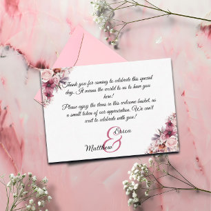 D'accompagnement Sac cadeau de bienvenue floral rose Panier Carte d
