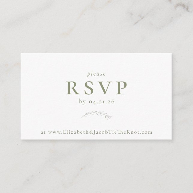 D'accompagnement Sage Green Berries et carte RSVP de mariage Feuill (Devant)