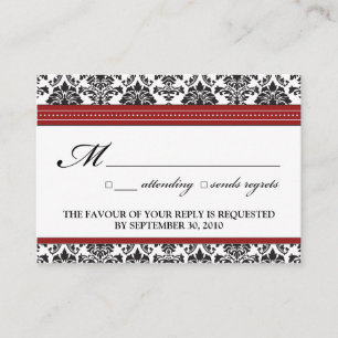 D'accompagnement ::sarah :: Carte RSVP de mariage Damask 3,5 po x 2