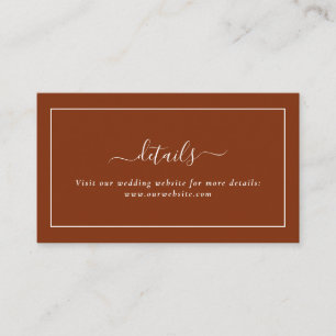 D'accompagnement Script Terracotta Détails du Mariage Carte de boît