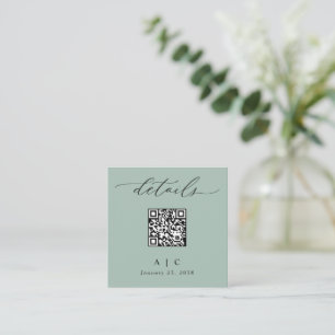 D'accompagnement Simple Carte de Détails de Mariage QR Code Vert Sa