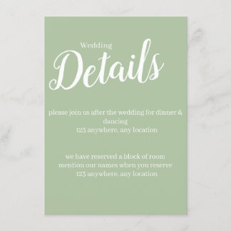 D'accompagnement simple carte Mariage vert clair