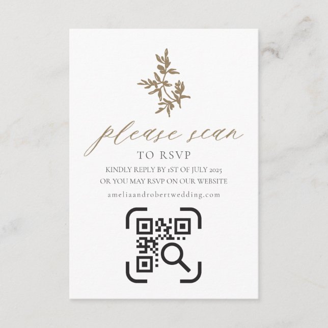 D'accompagnement Site mariage Carte de boîtier QR Code RSVP Olives (Devant)