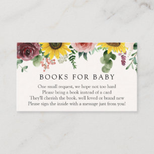 D'accompagnement Sunflower et Rose Livres pour Baby insert carte