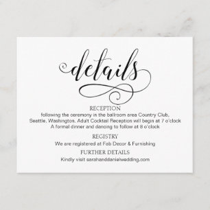 D'accompagnement Swirl Typographie Détails du Mariage Carte de boît