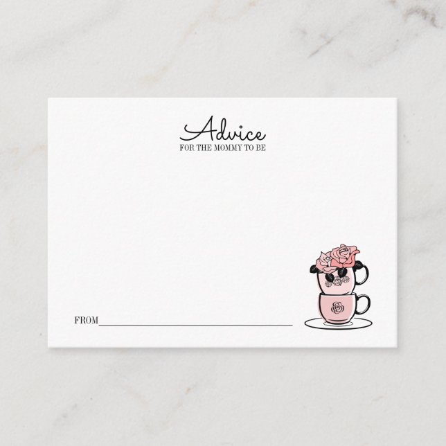 D'accompagnement Teacup & Fleurs Baby shower Carte Conseils pour ma (Devant)