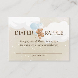 D'accompagnement Teddy Bear avec Blue Balloons Diaper Carte Raffin