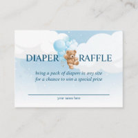 Teddy Bear avec Blue Balloons Diaper Carte Raffin