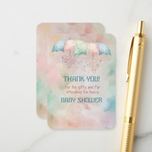 D'accompagnement Twins Boy and Girl Douche Carte de remerciements