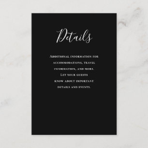D'accompagnement Typographie noir Détails Mariage carte de boîtier