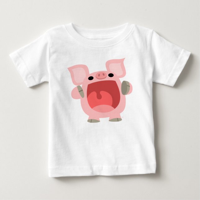 "D'ACCORD ! ! !" T-shirt pour bébé cochon en caric (Devant)