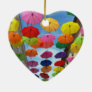 Dach aus Regenschirmen Keramik Ornament