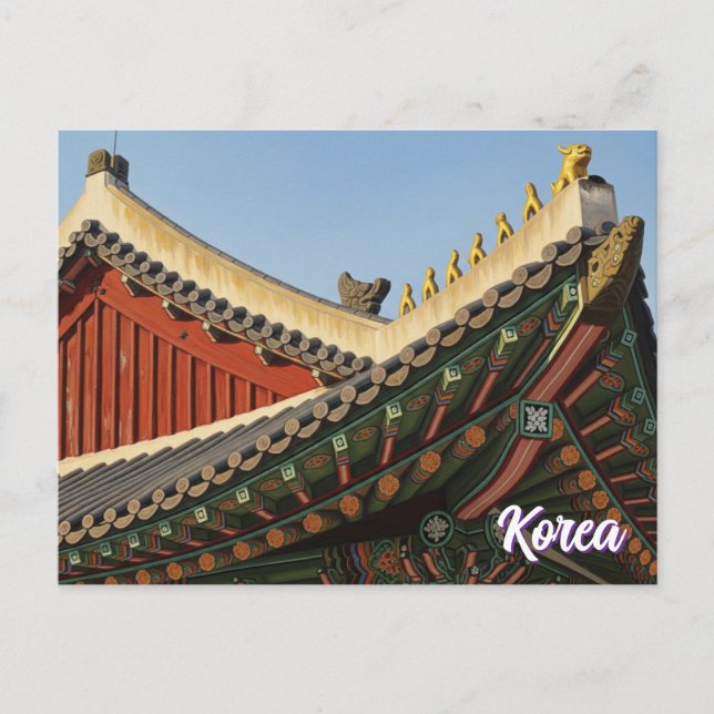 Dach des Palastes Seoul Südkorea Postkarte (Vorderseite)