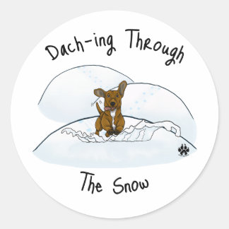 Dach durch den Schnee fahren Runder Aufkleber