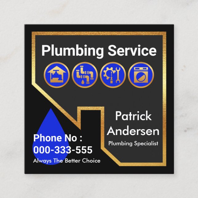 Dach-Gebäude-Plumbing-Icons Quadratische Visitenkarte (Vorderseite)