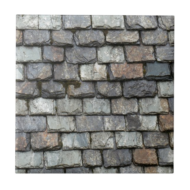 Dachabdeckung mit Schiefer-Teller Fliese (Vorderseite)