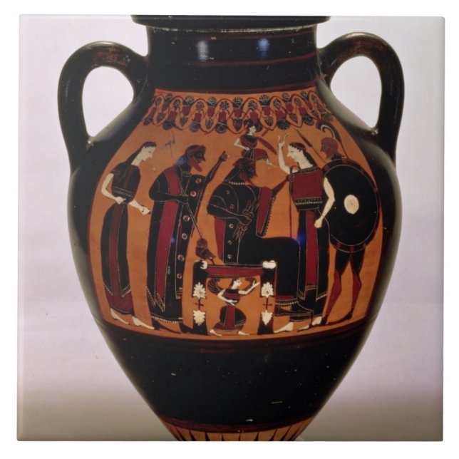 Dachboden Schwarzzahl Amphora, der die Geburt von Fliese (Vorderseite)