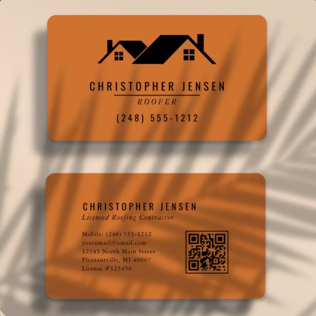 Dachdecker QR-Code Brandorange Abgerundet Visitenkarte (Von Creator hochgeladen)
