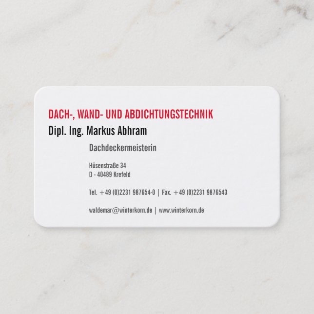 Dachdecker Visitenkarte (Vorderseite)
